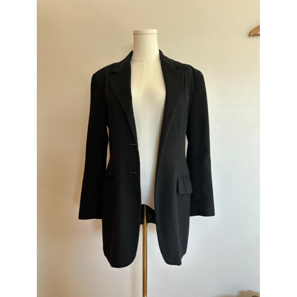 VTG The Limited Black Italian Wool Cashmere Blazer Coat 90s Academia Minimalist